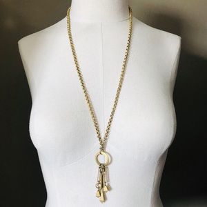 Rustic Gold Chain Diamond Chime Pendant Necklace